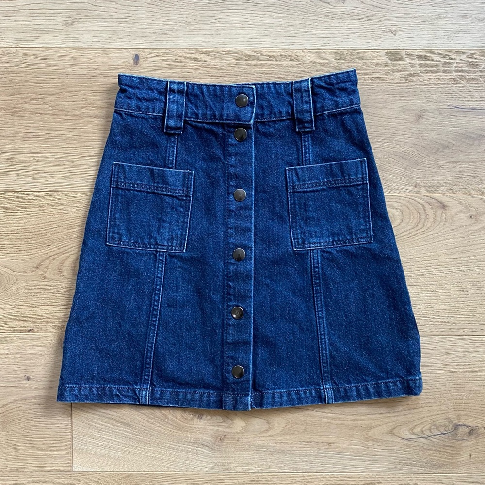& Other Stories Denim Snap Front Mini Skirt